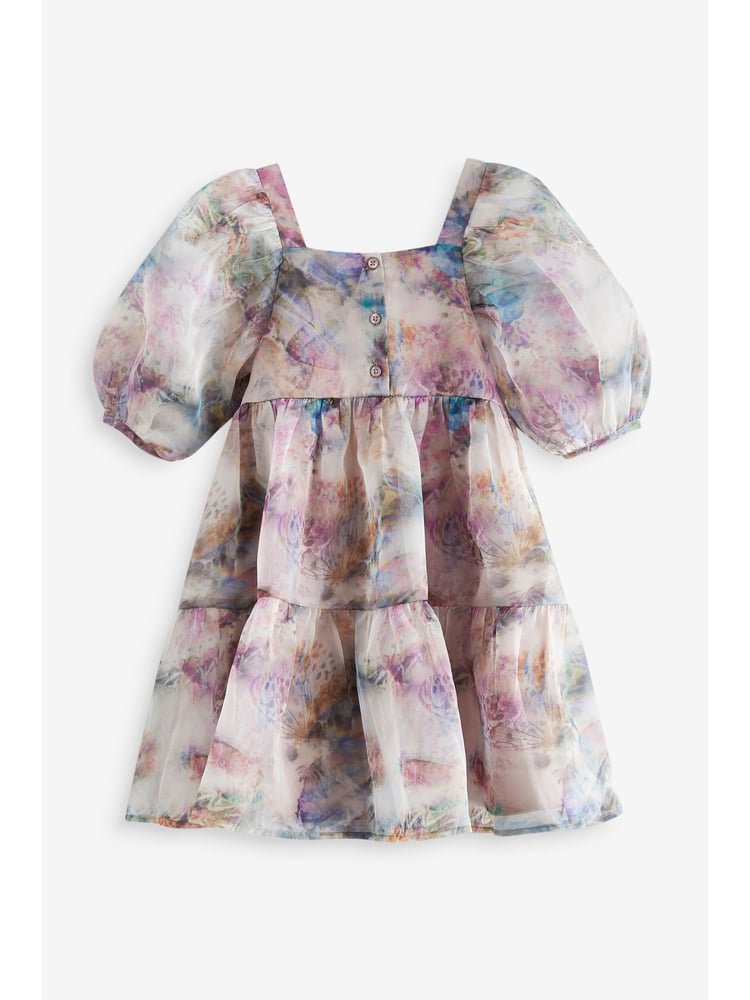 Purple Butterfly Tiered Organza Dress (3-16yrs) - Image 2 of 4