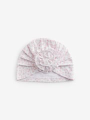 Pink ditsy Baby Bow Turban 100% Cotton Hats 2 Pack (0-18mths) - Image 3 of 4