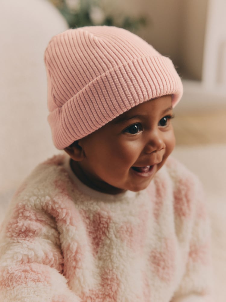 Pink Baby Beanie Hats 2 Pack (0mths-2yrs) - Image 1 of 6