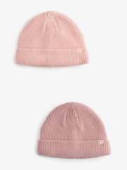 Pink Baby Beanie Hats 2 Pack (0mths-2yrs) - Image 3 of 6