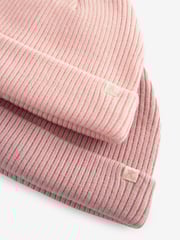 Pink Baby Beanie Hats 2 Pack (0mths-2yrs) - Image 6 of 6