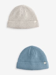 Blue/Grey Baby Beanie Hats 2 Pack (0mths-2yrs) - Image 4 of 7