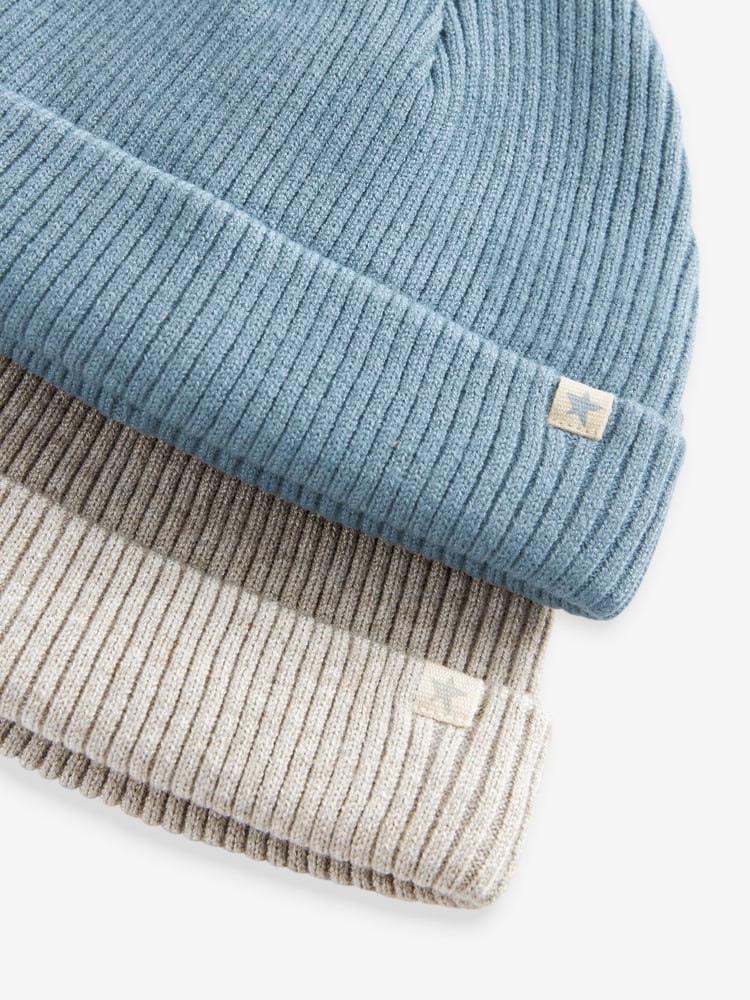 Blue/Grey Baby Beanie Hats 2 Pack (0mths-2yrs) - Image 7 of 7