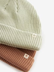 Rust Brown/Sage Green Baby Beanie Hats 2 Pack (0mths-2yrs) - Image 8 of 8