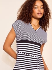 Friends Like These Black/White Straight  V Neck Jersey Maxi Dress - Image 2 of 4