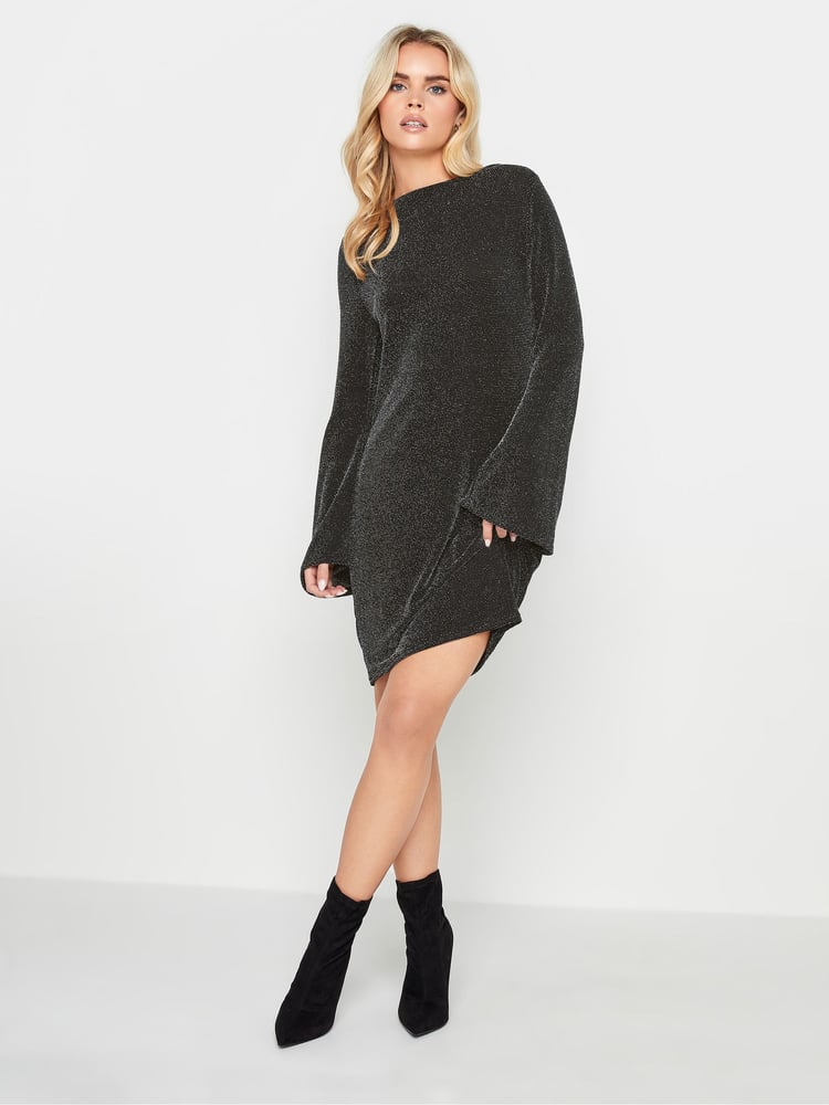PixieGirl Petite Black Brillo Cowl Tie Back Dress - Image 2 of 4