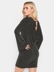 PixieGirl Petite Black Brillo Cowl Tie Back Dress - Image 3 of 4