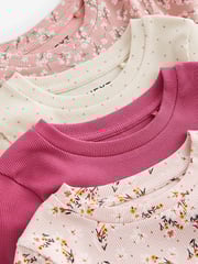 Pink Floral Rib Long Sleeve Tops 4 Pack (3-16yrs) - Image 11 of 11
