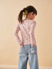 Pink Floral Rib Long Sleeve Tops 4 Pack (3-16yrs) - Image 4 of 11