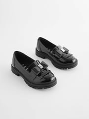 Baker by Ted Baker Girls Black Loafer Shoes with Bow - Image 1 of 9