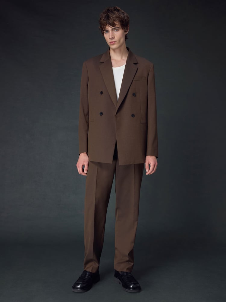 Rust Brown Twill Relaxed Fit Suit Trousers - Image 2 of 5