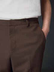 Rust Brown Twill Relaxed Fit Suit Trousers - Image 4 of 5