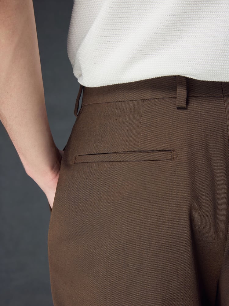 Rust Brown Twill Relaxed Fit Suit Trousers - Image 5 of 5