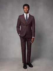 Red Textured Wool Suit: Waistcoat - Image 2 of 9