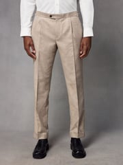 Neutral Wool Blend Herringbone Suit Trousers - Image 1 of 10