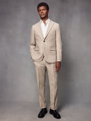 Neutral Wool Blend Herringbone Suit Trousers - Image 2 of 10