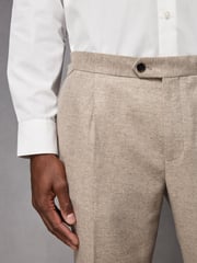 Neutral Wool Blend Herringbone Suit Trousers - Image 4 of 10