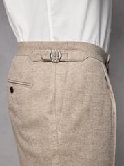 Neutral Wool Blend Herringbone Suit Trousers - Image 6 of 10