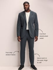 Grey Muscle Fit Motionflex Tech Suit Trousers - Image 4 of 11