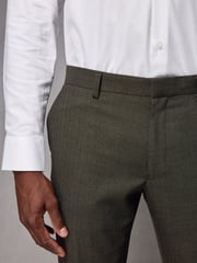 Green Slim Fit Textured Wool Suit Trousers - Image 5 of 9