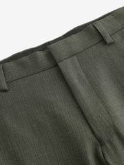 Green Slim Fit Textured Wool Suit Trousers - Image 9 of 9