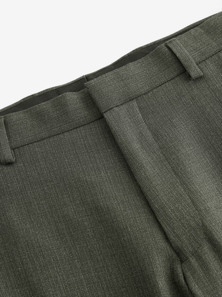 Green Slim Fit Textured Wool Suit Trousers - Image 9 of 9