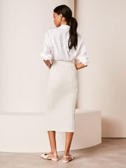 Lipsy Ivory White Cable Knit Column Midi Skirt - Image 2 of 4