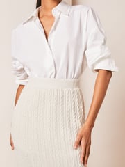 Lipsy Ivory White Cable Knit Column Midi Skirt - Image 4 of 4