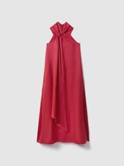 Reiss Coral Odell Linen Blend Drape Maxi Dress - Image 2 of 8