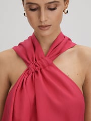 Reiss Coral Odell Linen Blend Drape Maxi Dress - Image 4 of 8