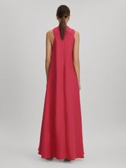 Reiss Coral Odell Linen Blend Drape Maxi Dress - Image 5 of 8