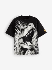 Black/White Dinosaur Graphic Short Sleeve 100% Cotton T-Shirts 2 Pack (3-16yrs) - Image 2 of 5
