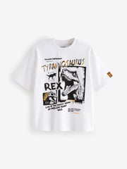 Black/White Dinosaur Graphic Short Sleeve 100% Cotton T-Shirts 2 Pack (3-16yrs) - Image 3 of 5