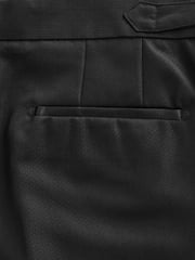 Black Regular Fit Adjustable Tape Detail Tuxedo Trousers - Image 9 of 10