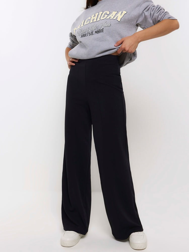 River Island Black Curve Stitched Wide Leg Trousers - Image 2 of 6 River Island Black Curve Stitched Wide Leg Trousers - Image 2 of 6