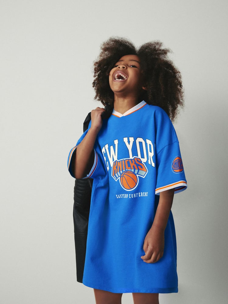Blau/New York Knicks - NBA Trikot-Kleid aus 100 % Baumwolle (3–16 J.) - Bild 1 von 5