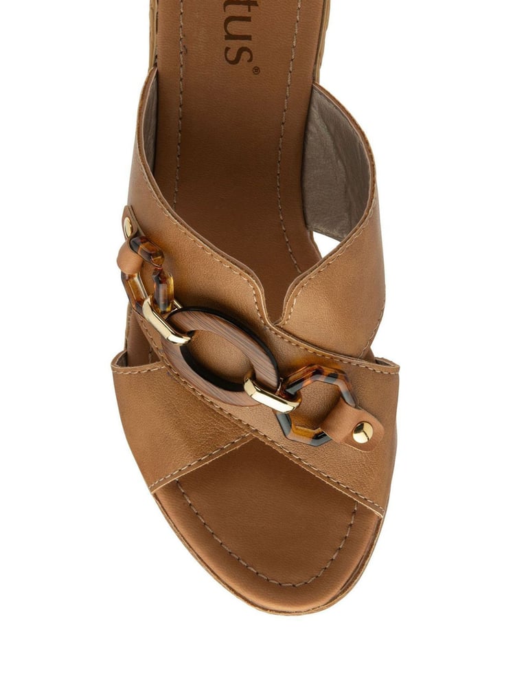 Lotus Brown Casual Wedge Mule Sandals - Image 4 of 4