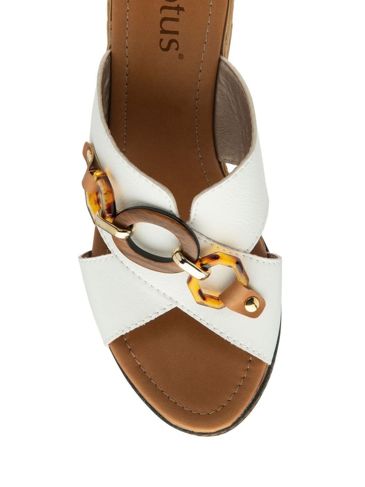 Lotus White Casual Wedge Mule Sandals - Image 4 of 4