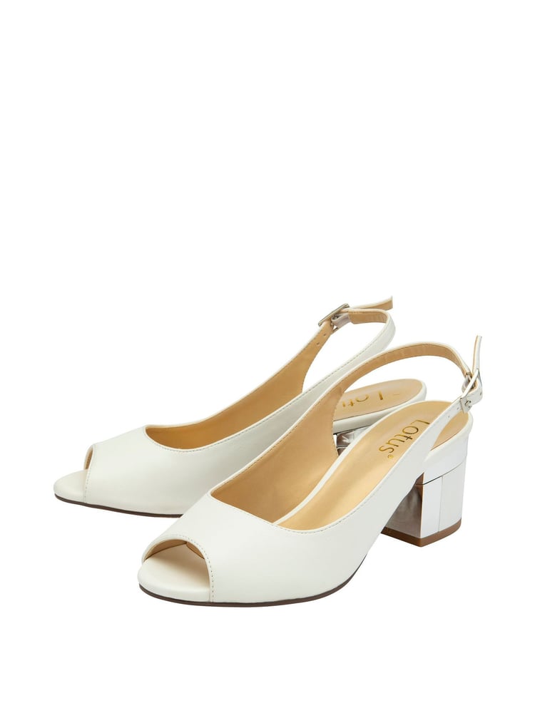 Lotus White Peep Toe Slingback Sandals - Image 2 of 4 Lotus White Peep Toe Slingback Sandals - Image 2 of 4