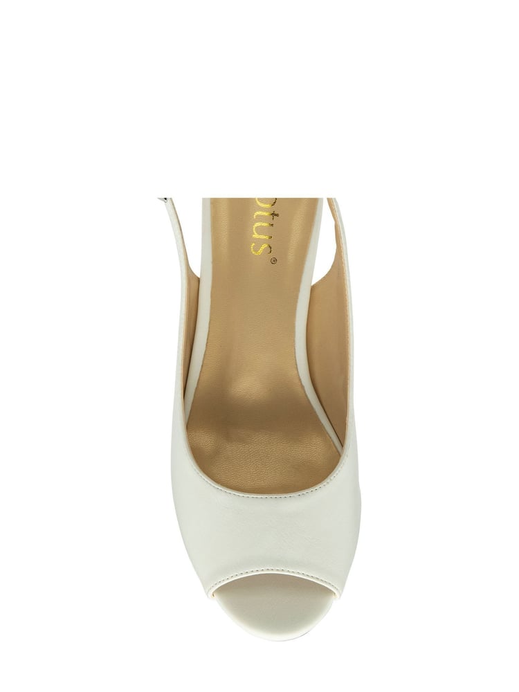Lotus White Peep Toe Slingback Sandals - Image 4 of 4 Lotus White Peep Toe Slingback Sandals - Image 4 of 4