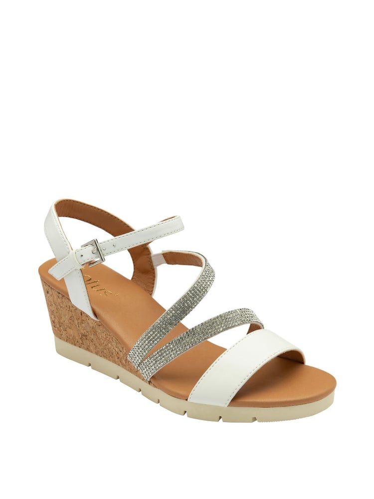 Lotus White Open Toe Wedge Sandals - Image 1 of 4 Lotus White Open Toe Wedge Sandals - Image 1 of 4
