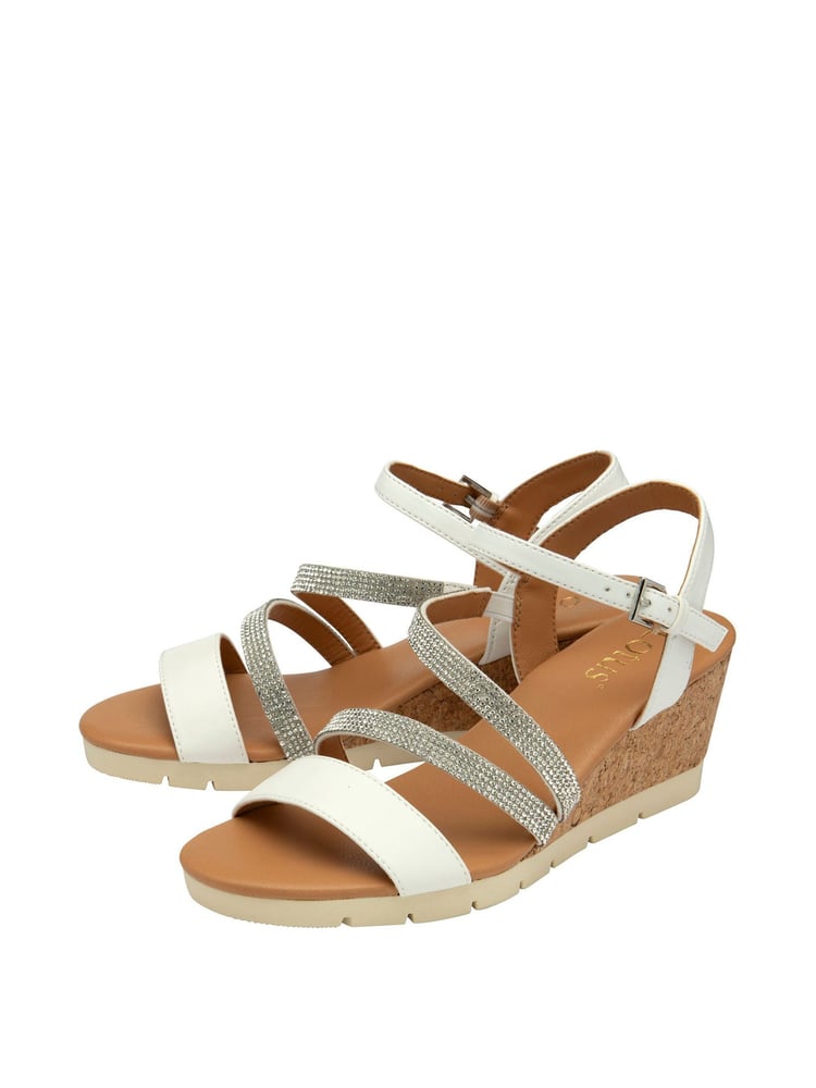 Lotus White Open Toe Wedge Sandals - Image 2 of 4 Lotus White Open Toe Wedge Sandals - Image 2 of 4