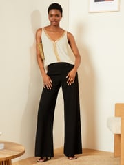 Love & Roses Ivory White Sequin Trim V Neck Vest Top - Image 4 of 4
