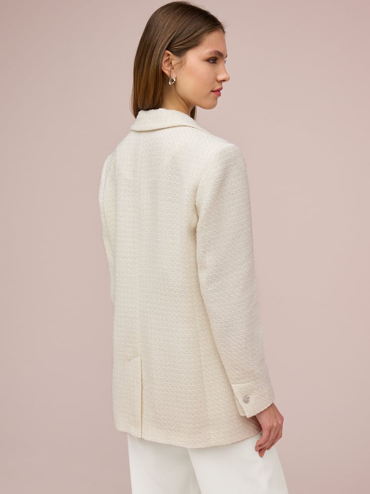 Ecru Fitted Boucle Blazer - Image 2 of 6