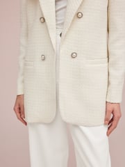 Ecru Fitted Boucle Blazer - Image 4 of 6