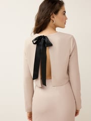Cream Mesh Sequin Bow Back Top - Image 4 of 7