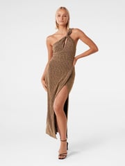 Forever New Gold Kairo One Shoulder Glitter Maxi Dress - Image 1 of 4