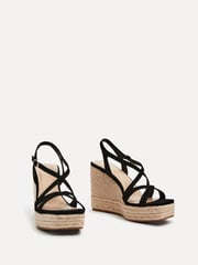 Linzi Black Lexie Strappy Square Toe Wedges - Image 3 of 5