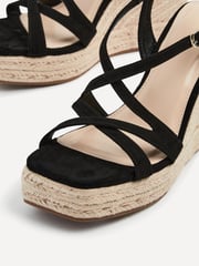 Linzi Black Lexie Strappy Square Toe Wedges - Image 4 of 5
