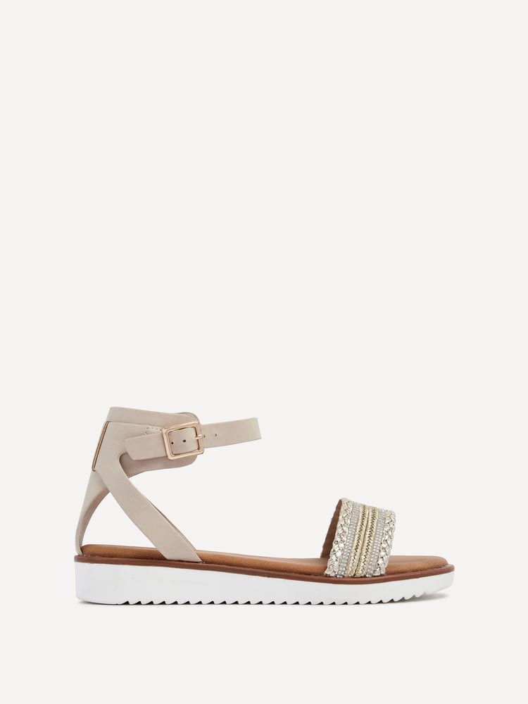 Linzi Nude Jaycee Flat Sandals With Embellished Front Strap - Image 2 of 5